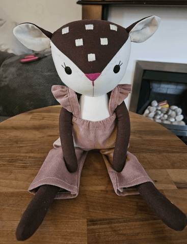 handmade deer doll made with studio seren deer sewing pattern