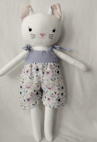 handmade cat doll made with studio seren cat sewing pattern