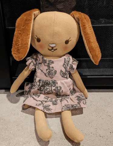 handmade dog doll made with studio seren dog sewing pattern