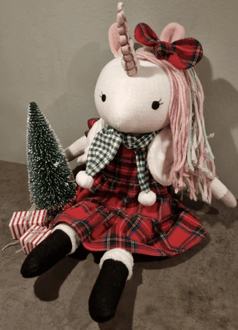 handmade unicorn doll made with studio seren unicorn sewing pattern