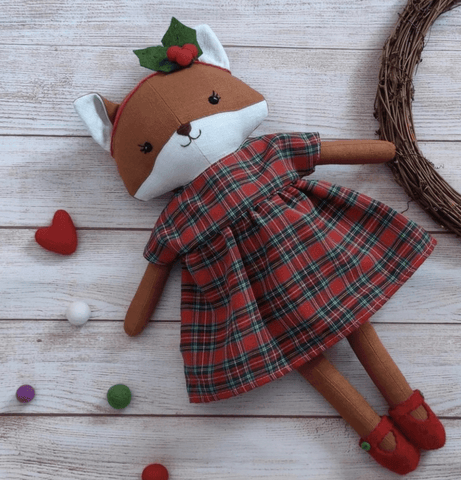 handmade fox doll made with studio seren fox sewing pattern