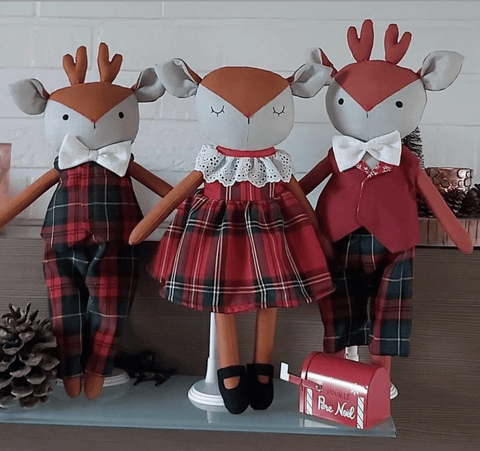 handmade deer dolls made with studio seren deer sewing pattern