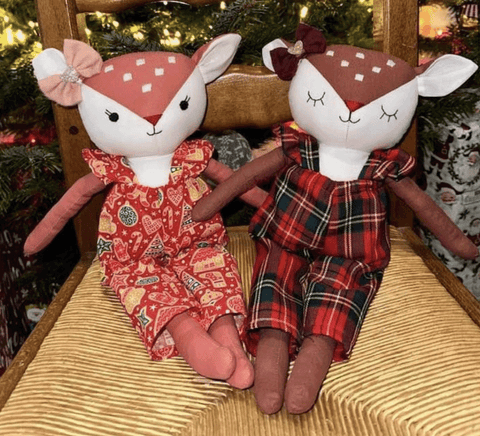 handmade deer dolls made with studio seren deer sewing pattern