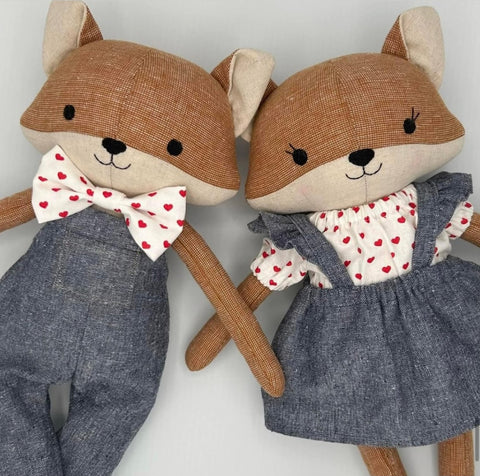 handmade fox dolls made with studio seren fox sewing pattern