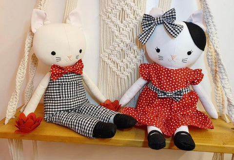 handmade cat dolls made with studio seren cat sewing pattern