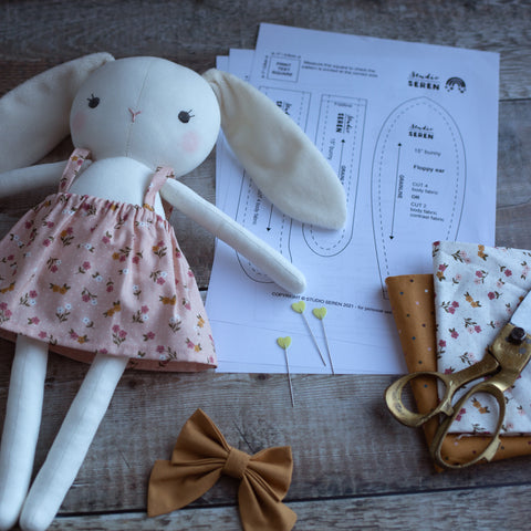 Studio Seren bunny pdf sewing pattern and instructions - bunny rabbit DIY tutorial