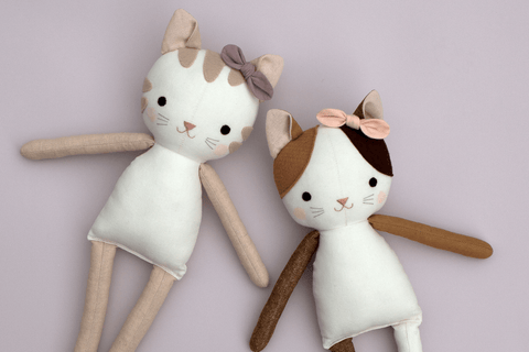 handmade cloth cat dolls made with a studio seren sewing pattern