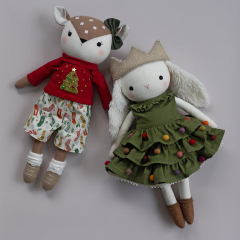 christmas dolls made with studio seren doll sewing patterns