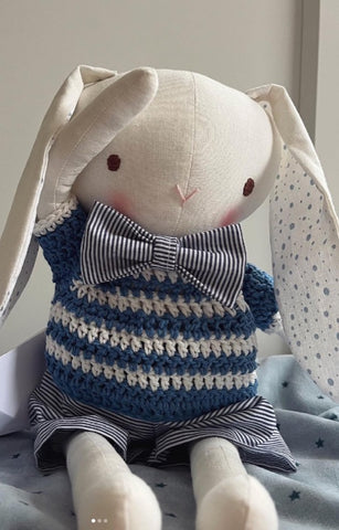 handmade bunny doll made with Studio Seren bunny sewing pattern