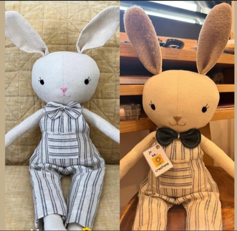 handmade bunny dolls made with Studio Seren bunny sewing pattern