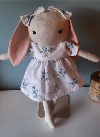 handmade bunny doll made with Studio Seren bunny sewing pattern