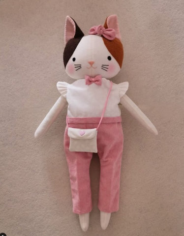 handmade cat doll made with Studio Seren cat sewing pattern