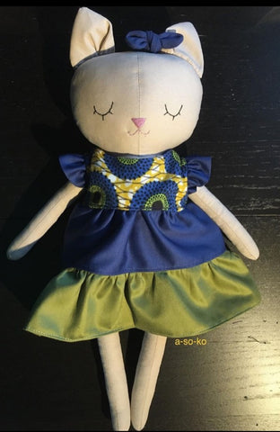 handmade cat doll made with Studio Seren cat sewing pattern