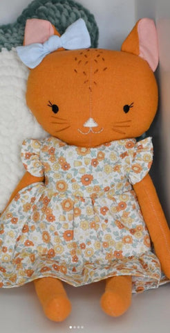 handmade cat doll made with Studio Seren cat sewing pattern