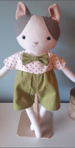 handmade cat doll made with Studio Seren cat sewing pattern