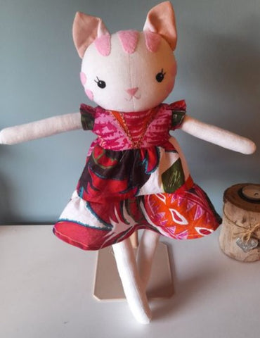 handmade cat doll made with Studio Seren cat sewing pattern