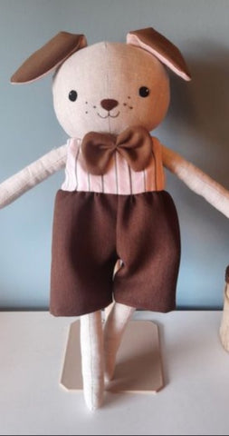 handmade dog doll made with Studio Seren dog sewing pattern