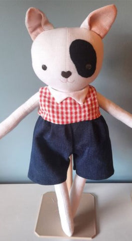 handmade dog doll made with Studio Seren dog sewing pattern