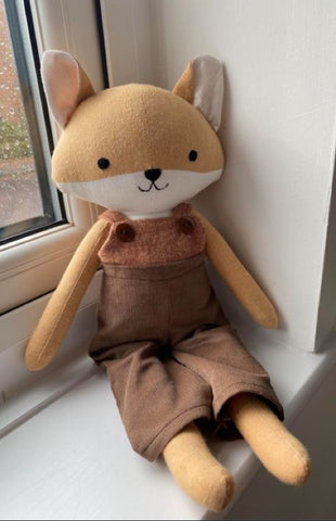 handmdade fox doll made with Studio Seren fox sewing pattern