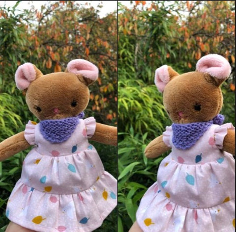 handmade teddy bear doll made with Studio Seren teddy bear sewing pattern