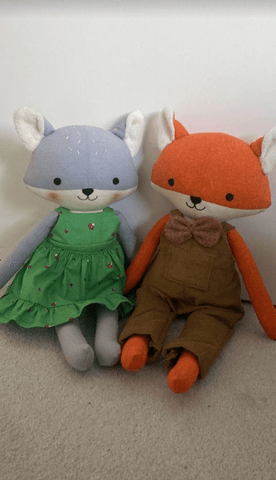 handmade dolls made with Studio Seren stuffed animal doll sewing patterns