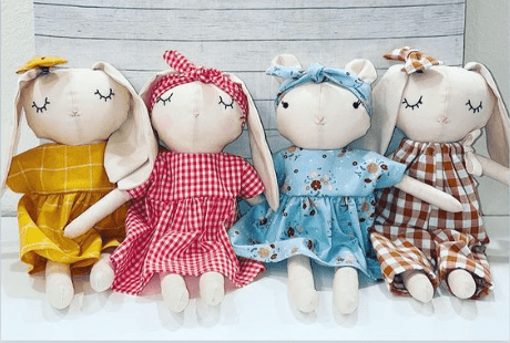 handmade bunny doll made with Studio Seren bunny sewing pattern