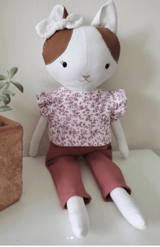 handmade cat doll made with Studio Seren cat sewing pattern