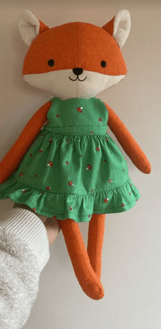 handmdade fox doll made with Studio Seren fox sewing pattern