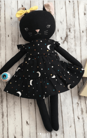 handmade cat doll made with Studio Seren cat sewing pattern
