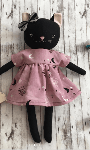 handmade cat doll made with Studio Seren cat sewing pattern