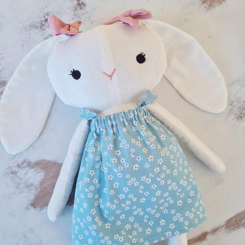 handmade bunny doll made with studio seren sewing pattern