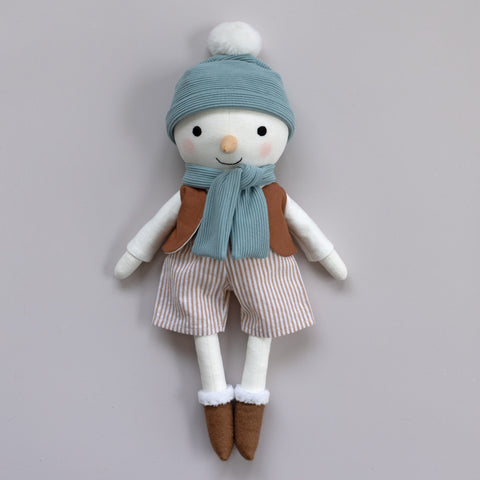 snowman doll made with studio seren sewing patterns