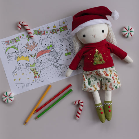 christmas bunny and colouring sheet from studio seren patterns