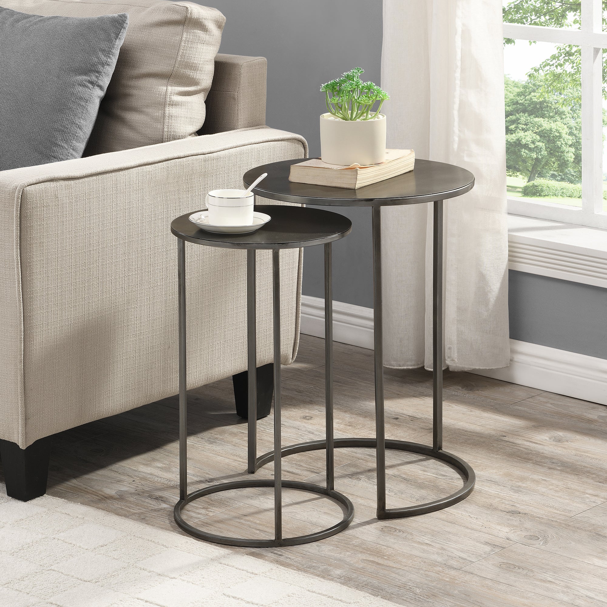 FirsTime & Co. Gold Stark Nesting End Table 2-Piece Set, Modern