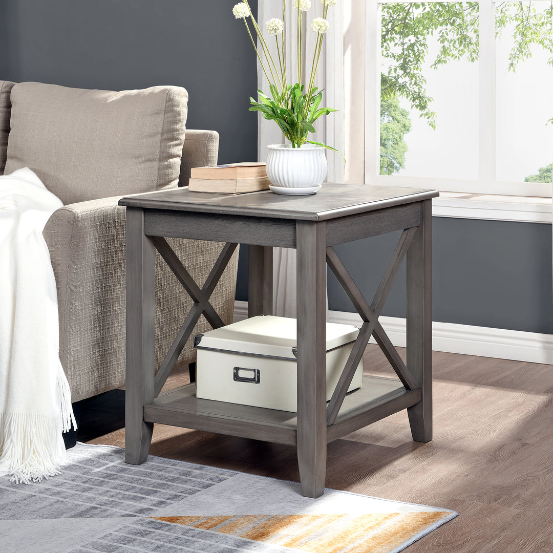 FirsTime & Co. White Miles Shiplap End Table, Farmhouse, Aged