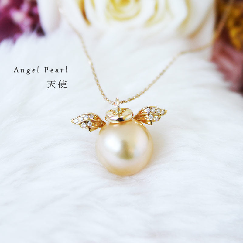 天使 アコヤ真珠 パール K18 Y字 ペンダント ネックレス 小さめ 小ぶり