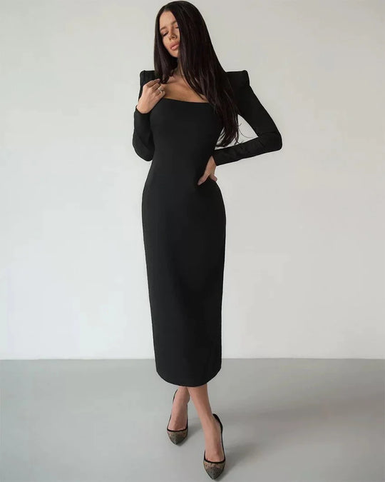 Rochie Elegance, Finest Satin Fabric, Black