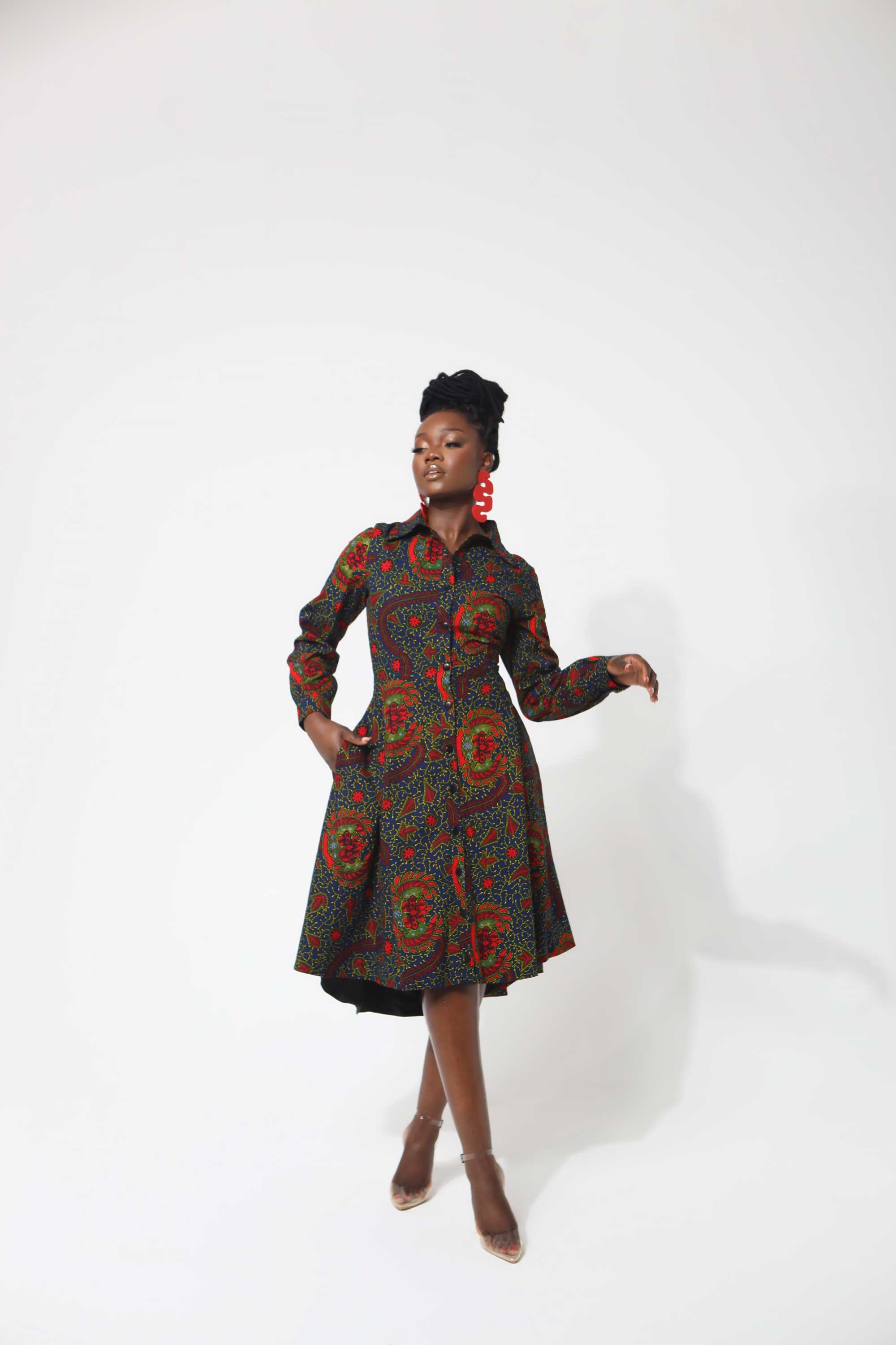 Image of African Print Lea Shirt Dress