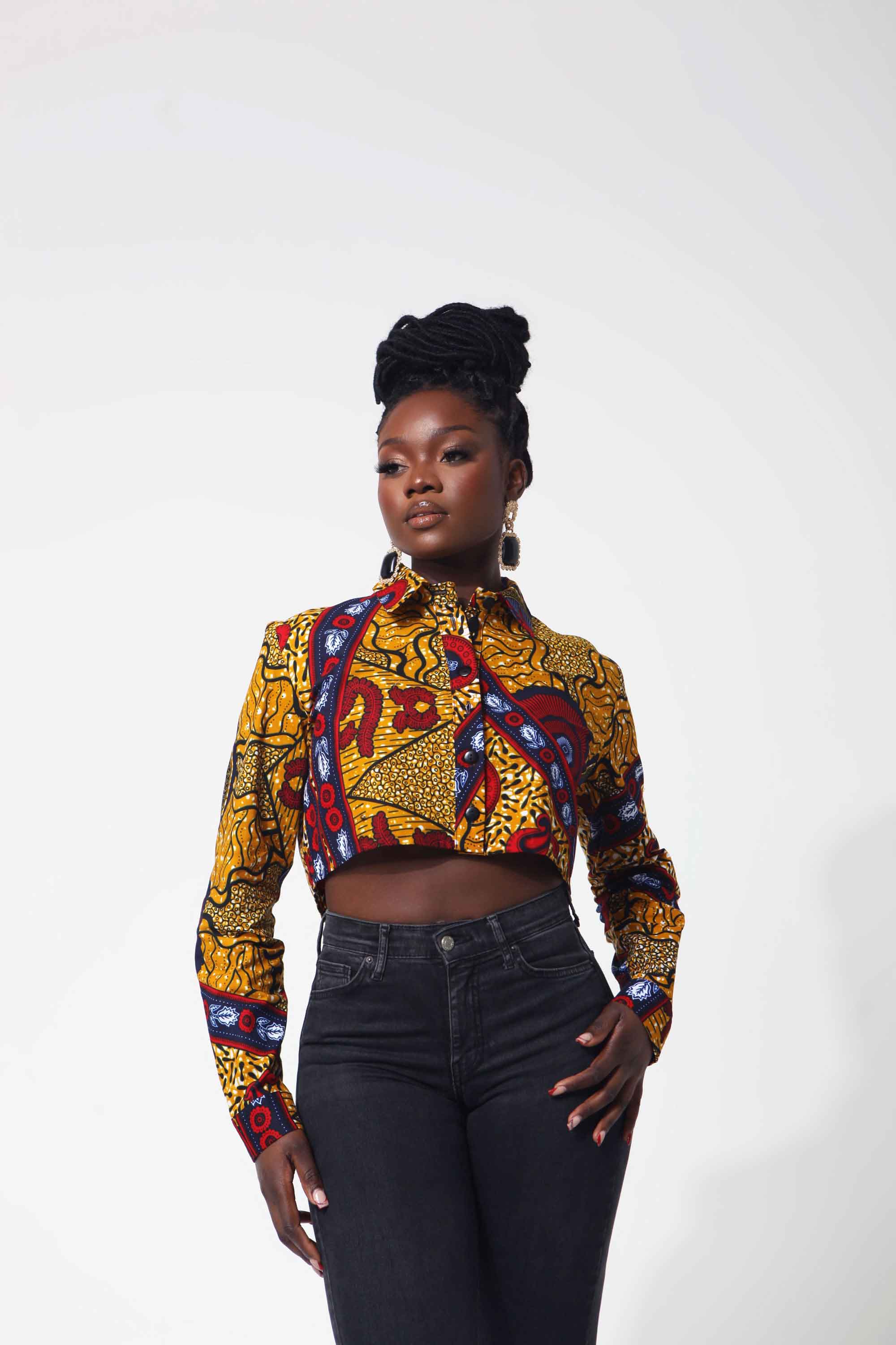 Image of African Print Mwara Cropped Shirt