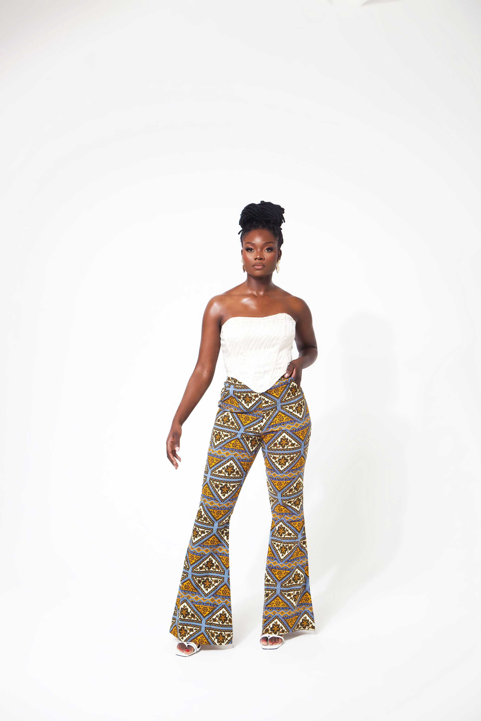 African Print Sona Flared Trousers – Grass-Fields