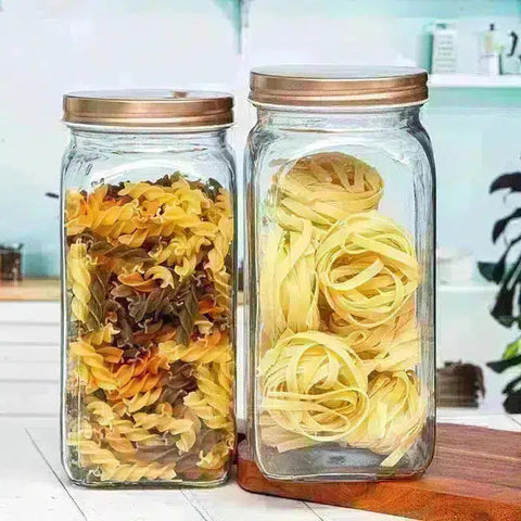 Kitchen glass jars with wood lid air-tight decorative glass jar