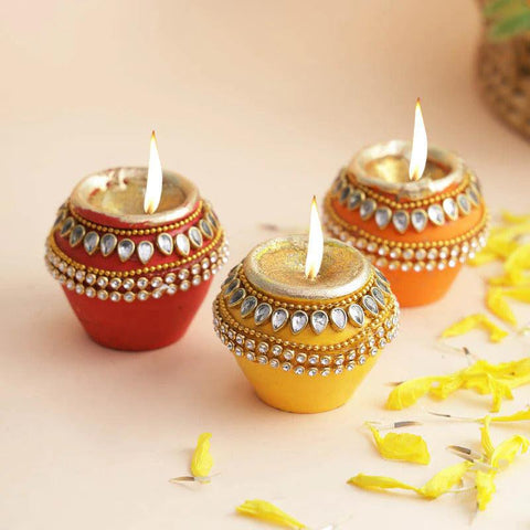 Aaditri Terracotta Diyas - Set Of Three