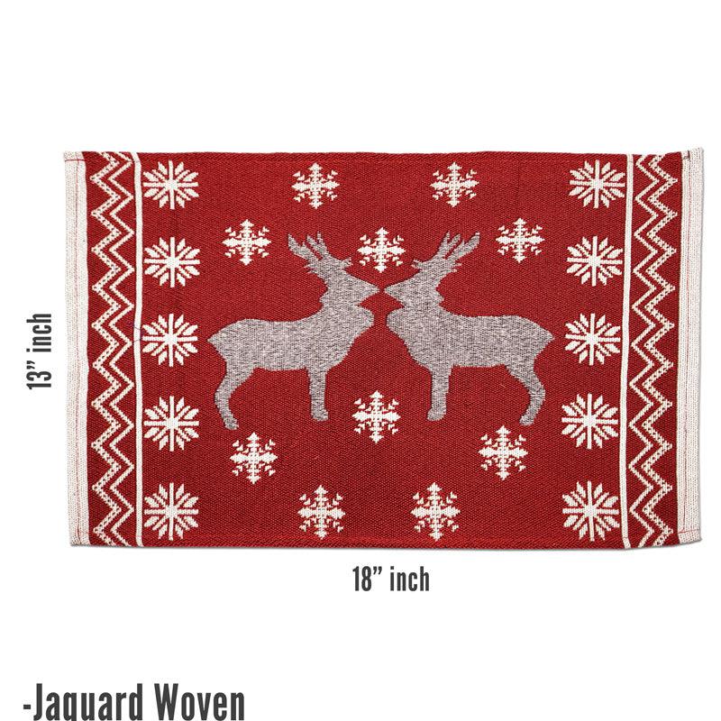 Buy Crimson Stag Jacquard Woven Placemat - Set Of Six Table Linen Set from Vaaree