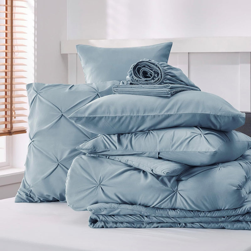 Buy Plush Pleats Microfiber King Comforter (Sky Blue) - 150 GSM Comforters & AC Quilts from Vaaree