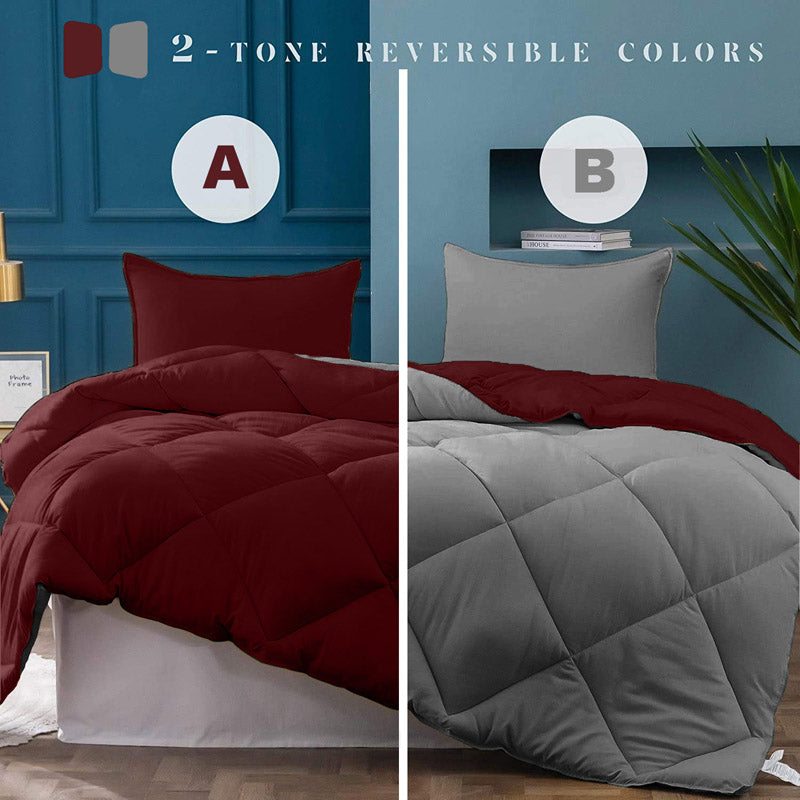 Buy Nihara Reversible Dual Color Glace Cotton Comforter (Maroon & Grey) - 200 GSM Comforters & AC Quilts from Vaaree
