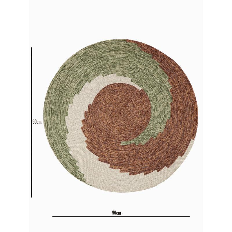 Buy Spiro Round Rug - Green & Brown Rugs from Vaaree