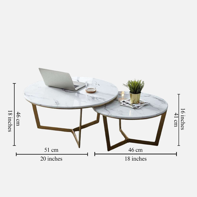 Buy Quantum Edge Metal Accent Table - Set Of Two Side & Bedside Tables from Vaaree