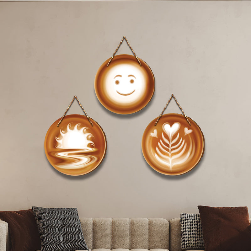 Buy Latte Art Wood Wall Hanging - Set Of Three Wall Accents from Vaaree