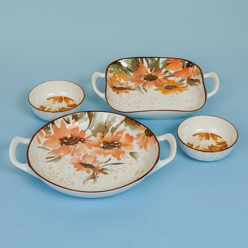 Buy Sunflower Glow Serving Set - Four Piece Set Platter from Vaaree