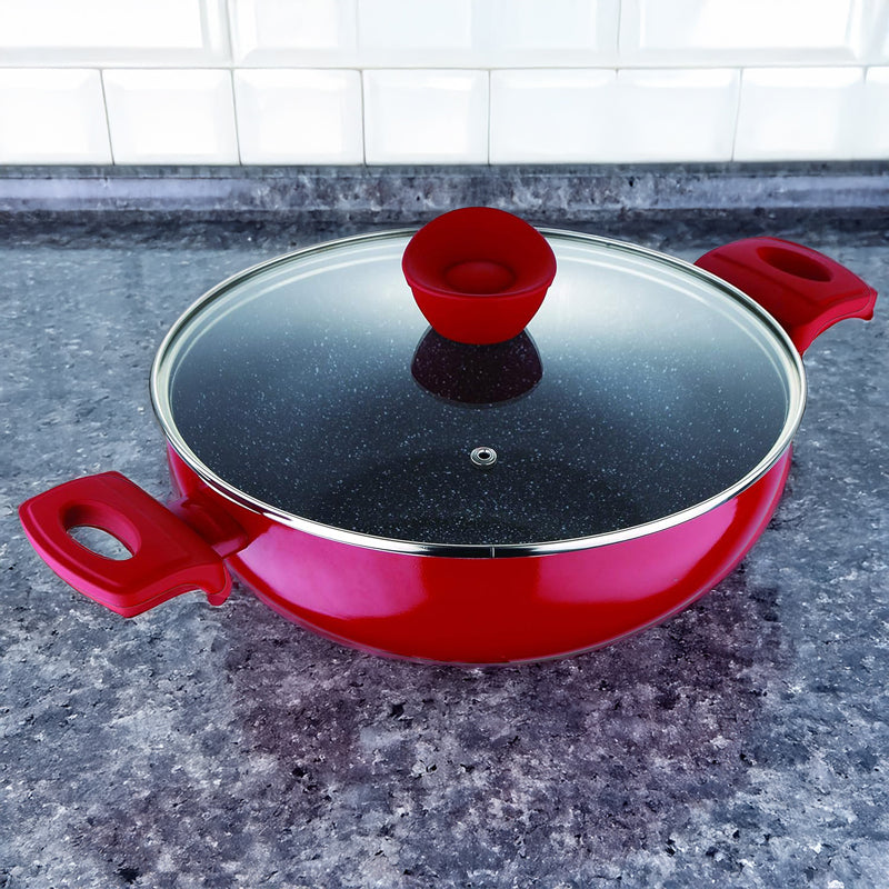 Buy Bergner Bellini Plus Rivetless Non Stick Kadhai With Lid (Red) - 4500 ML Kadhai from Vaaree